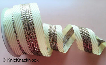 Indian Lace Trim Stripes Embroidered Lace Trim 38mm Wide, Trimming, Decorative Ribbon
